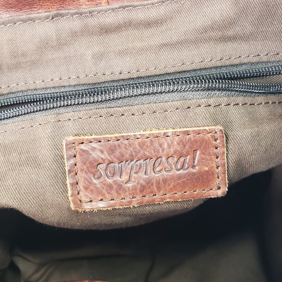 Sorpresa Leather Bucket Bag Drawstring Tassel Shoulder Bag Tote Brown Fringe - Picture 8 of 16